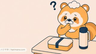 弁当と水筒を前に経費か迷うたぬ吉